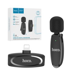 Hoco Wireless Microphone L15 Crystal Lavalier with Lightning Connector Black Hoco Wireless Microphone L15 Crystal Lavalier with Lightning Connector Black